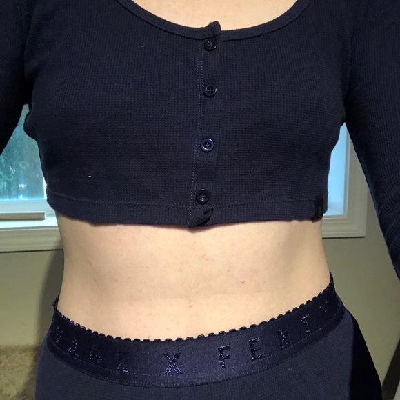 Savage X Fenty Womens Savage X Thermal Crop Top Pajama Top
